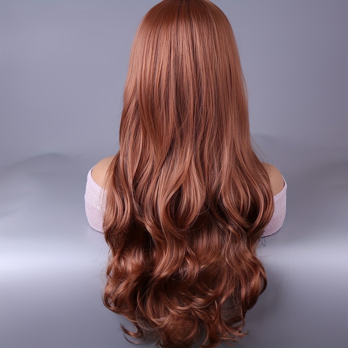 Long Reddish Brown Curly Wig With Bangs For Women Curly Wavy Wigs Synthetic Heat Resistant Fiber For Daily Party Cosplay Use - Lena & Miles Exquisite Boutique LLC.