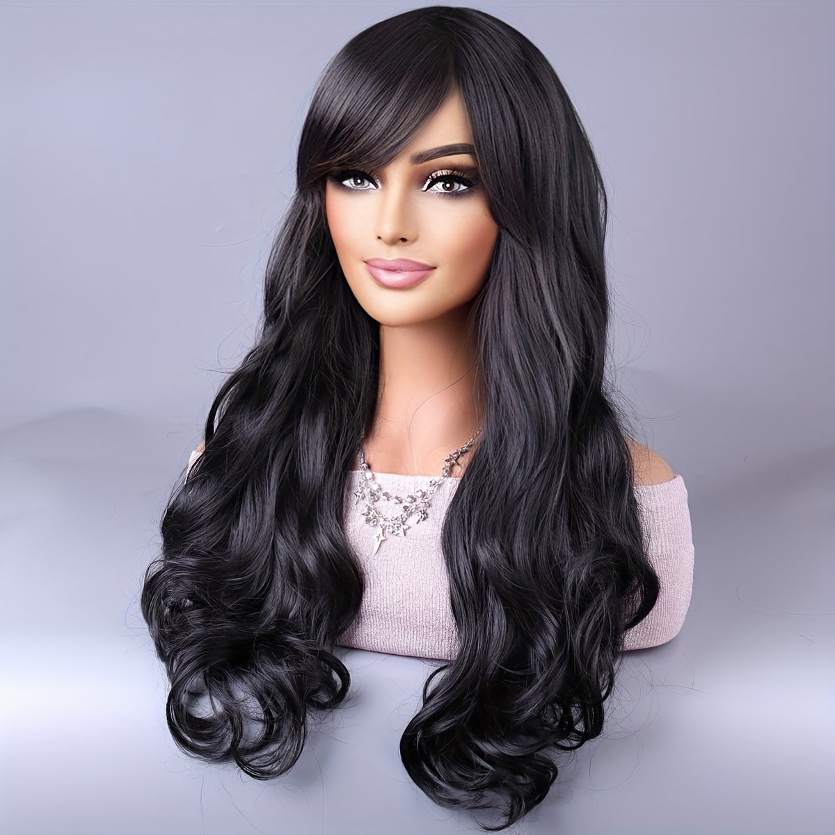 Long Reddish Brown Curly Wig With Bangs For Women Curly Wavy Wigs Synthetic Heat Resistant Fiber For Daily Party Cosplay Use - Lena & Miles Exquisite Boutique LLC.