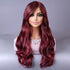 Long Reddish Brown Curly Wig With Bangs For Women Curly Wavy Wigs Synthetic Heat Resistant Fiber For Daily Party Cosplay Use - Lena & Miles Exquisite Boutique LLC.