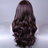 Long Reddish Brown Curly Wig With Bangs For Women Curly Wavy Wigs Synthetic Heat Resistant Fiber For Daily Party Cosplay Use - Lena & Miles Exquisite Boutique LLC.