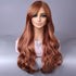 Long Reddish Brown Curly Wig With Bangs For Women Curly Wavy Wigs Synthetic Heat Resistant Fiber For Daily Party Cosplay Use - Lena & Miles Exquisite Boutique LLC.