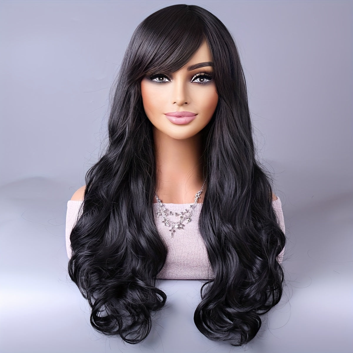 Long Reddish Brown Curly Wig With Bangs For Women Curly Wavy Wigs Synthetic Heat Resistant Fiber For Daily Party Cosplay Use - Lena & Miles Exquisite Boutique LLC.