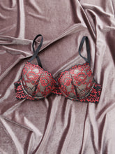 Floral Embroidery Lace Bra, Retro Push Up Underwire Bra, Women&