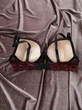 Floral Embroidery Lace Bra, Retro Push Up Underwire Bra, Women&