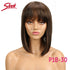 Sleek Short Bob Wigs With Bangs Brazilian Straight Hair Wigs Brown P4/30