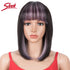 Sleek Short Bob Wigs With Bangs Brazilian Straight Hair Wigs Brown P4/30