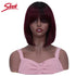 Sleek Short Bob Wigs With Bangs Brazilian Straight Hair Wigs Brown P4/30