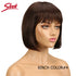Sleek Short Bob Wigs With Bangs Brazilian Straight Hair Wigs Brown P4/30