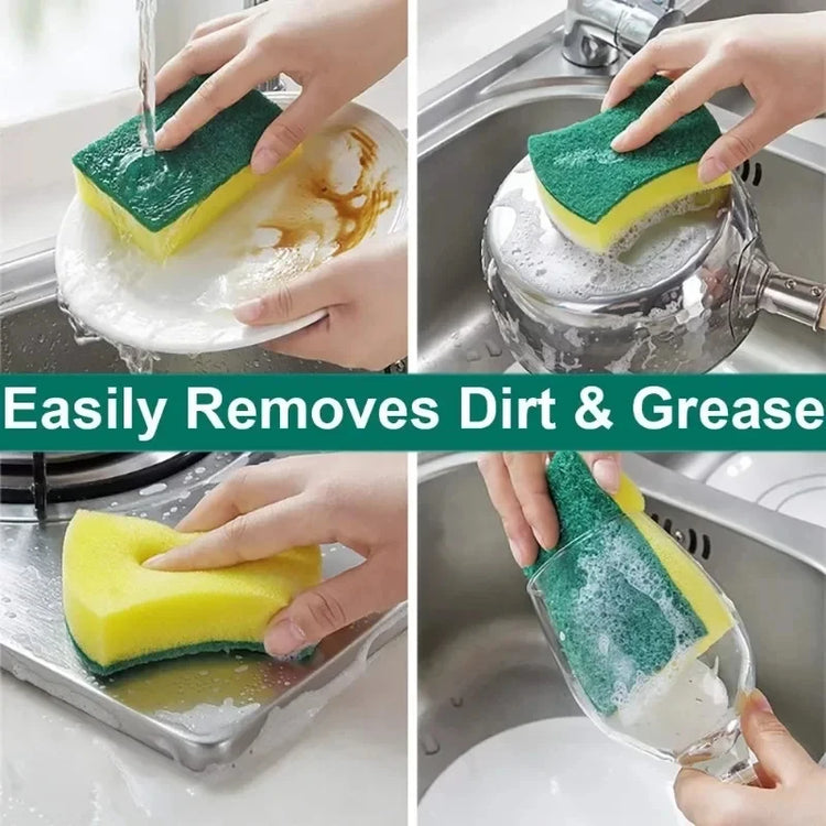 Highly absorbent double-sided sponge magic cleaning pot rust sponge cleaning brush kitchen grease cleaning tool - Lena & Miles Exquisite Boutique LLC.