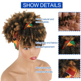 Headband Wigs Short Afro Kinky Curly Hair Wigs For Women None Lace Synthetic Curly Hair Wigs With Headband 6 Inch Music Festival - Lena & Miles Exquisite Boutique LLC.