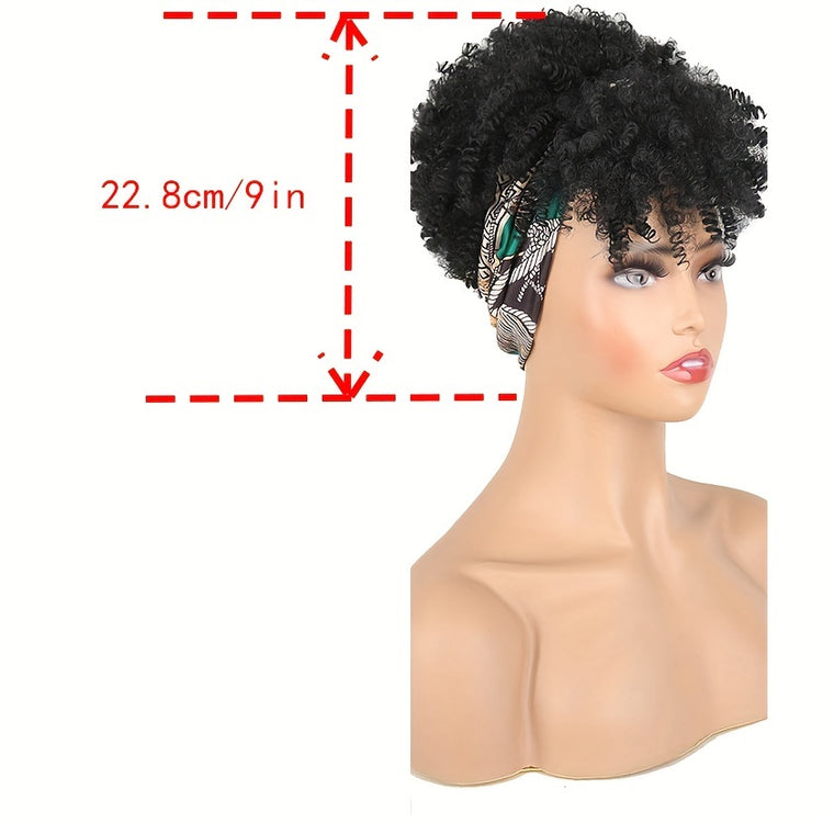 Headband Wigs Short Afro Kinky Curly Hair Wigs For Women None Lace Synthetic Curly Hair Wigs With Headband 6 Inch Music Festival - Lena & Miles Exquisite Boutique LLC.