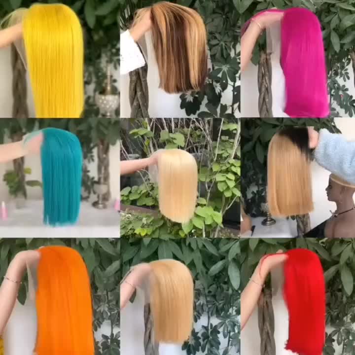 613 Blonde Color Bob Wigs 13x4 Lace Front Wigs Human Hair Pre Plucked 10A Brazilian Straight Short Bob Wigs For Women Pre-plucked Natural Hairline - Lena & Miles Exquisite Boutique LLC.