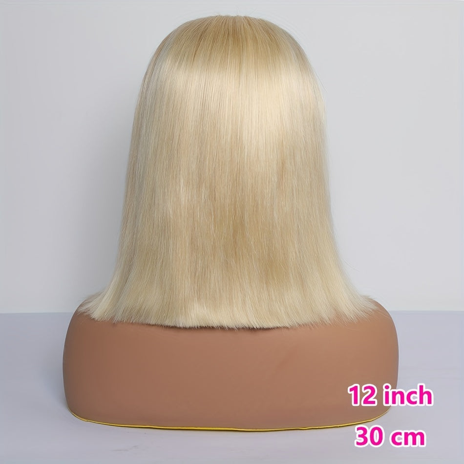 613 Blonde Color Bob Wigs 13x4 Lace Front Wigs Human Hair Pre Plucked 10A Brazilian Straight Short Bob Wigs For Women Pre-plucked Natural Hairline - Lena & Miles Exquisite Boutique LLC.