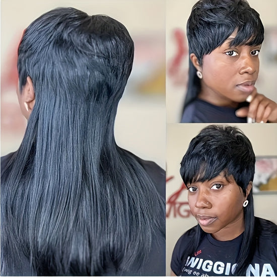 Mullet Wig Pixie Cut Synthetic Wigs With Bangs For Women Long Wig - Lena & Miles Exquisite Boutique LLC.