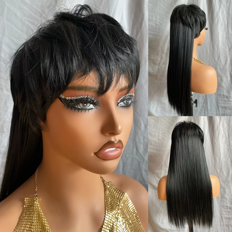 Mullet Wig Pixie Cut Synthetic Wigs With Bangs For Women Long Wig - Lena & Miles Exquisite Boutique LLC.