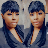 Mullet Wig Pixie Cut Synthetic Wigs With Bangs For Women Long Wig - Lena & Miles Exquisite Boutique LLC.
