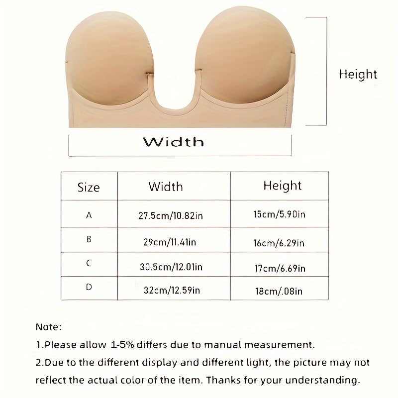Invisible Stick-On Lift Bra, Reusable Strapless Push Up Self-Adhesive Bra, Women&