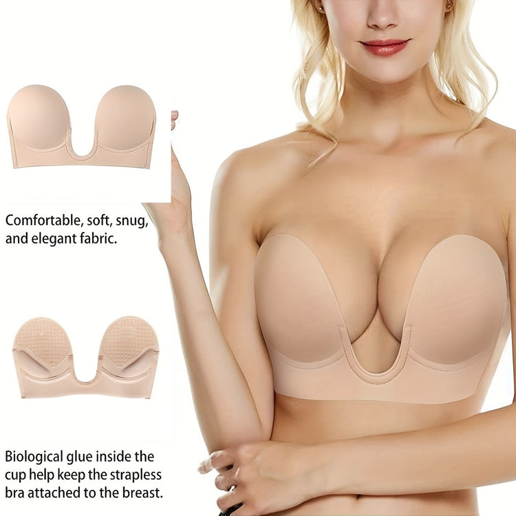 Invisible Stick-On Lift Bra, Reusable Strapless Push Up Self-Adhesive Bra, Women&