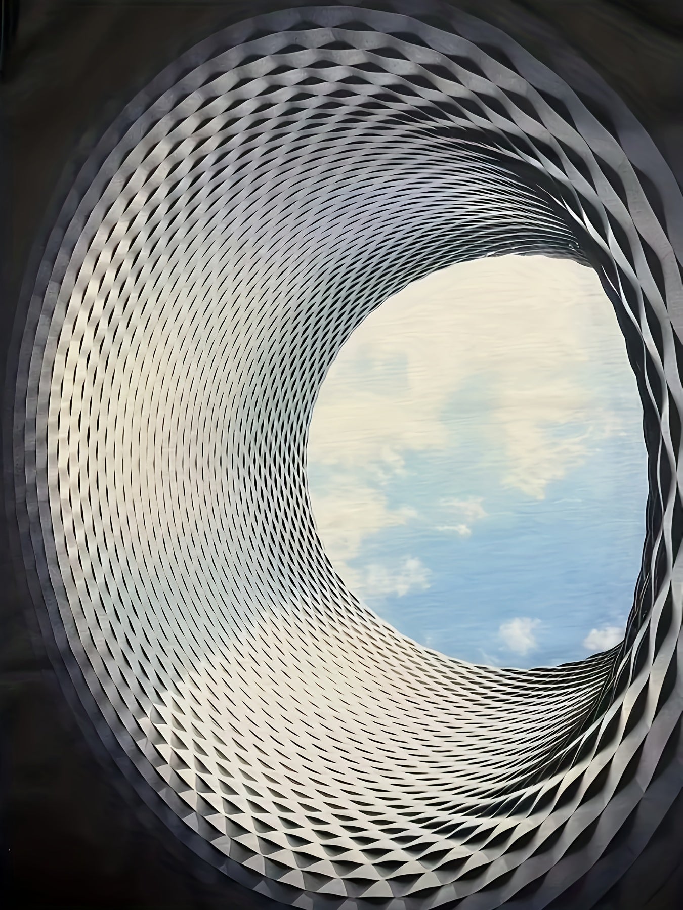 Plus Size 3D Hole With Blue Sky Graphic Print, Men&