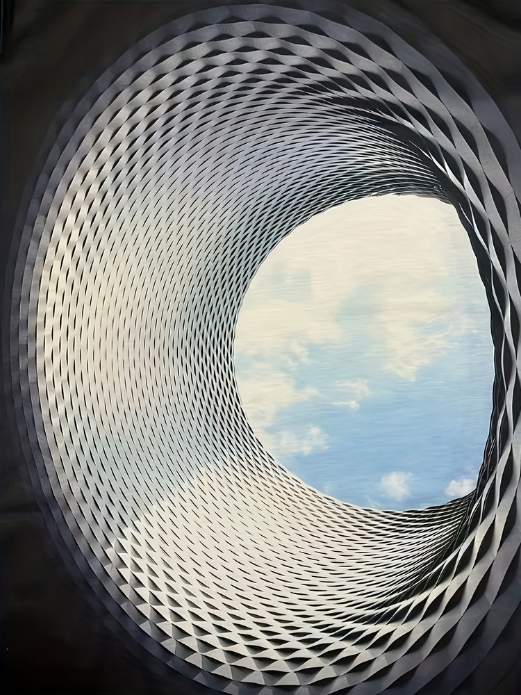 Plus Size 3D Hole With Blue Sky Graphic Print, Men&