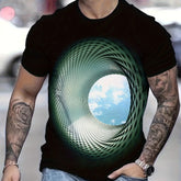 Plus Size 3D Hole With Blue Sky Graphic Print, Men&