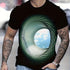 Plus Size 3D Hole With Blue Sky Graphic Print, Men&