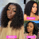 180% Density Water Wave Lace Frontal Short Bob Wig - Lace Wigs for Women with 13x4x1 T Part HD Transparent Lace, Pre Plucked, Natural Color, Middle Part, Water Curly Lace Part - Lena & Miles Exquisite Boutique LLC.