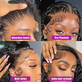 180% Density Water Wave Lace Frontal Short Bob Wig - Lace Wigs for Women with 13x4x1 T Part HD Transparent Lace, Pre Plucked, Natural Color, Middle Part, Water Curly Lace Part - Lena & Miles Exquisite Boutique LLC.