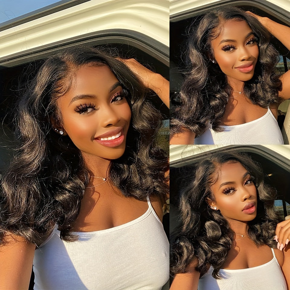 Bob Lace Front Wigs Human Hair 13X4 Body Wave HD Lace Frontal Wigs Human Hair For Women 150% Density Pre Plucked With Baby Hair Brazilian Virgin Hair No Glue Natural Color - Lena & Miles Exquisite Boutique LLC.