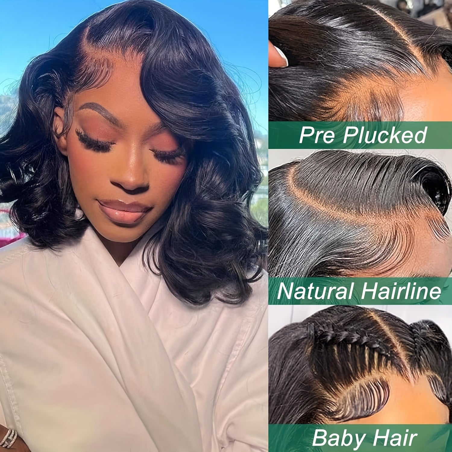 Bob Lace Front Wigs Human Hair 13X4 Body Wave HD Lace Frontal Wigs Human Hair For Women 150% Density Pre Plucked With Baby Hair Brazilian Virgin Hair No Glue Natural Color - Lena & Miles Exquisite Boutique LLC.