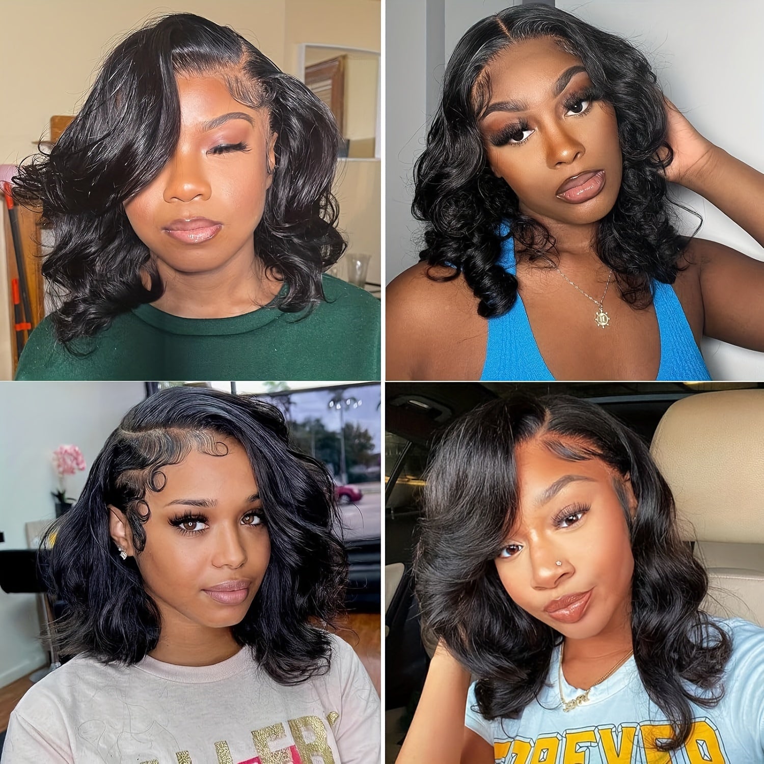 Bob Lace Front Wigs Human Hair 13X4 Body Wave HD Lace Frontal Wigs Human Hair For Women 150% Density Pre Plucked With Baby Hair Brazilian Virgin Hair No Glue Natural Color - Lena & Miles Exquisite Boutique LLC.