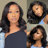 Bob Lace Front Wigs Human Hair 13X4 Body Wave HD Lace Frontal Wigs Human Hair For Women 150% Density Pre Plucked With Baby Hair Brazilian Virgin Hair No Glue Natural Color - Lena & Miles Exquisite Boutique LLC.
