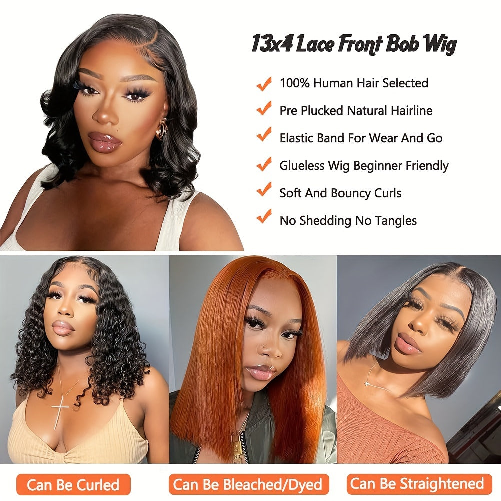 Bob Lace Front Wigs Human Hair 13X4 Body Wave HD Lace Frontal Wigs Human Hair For Women 150% Density Pre Plucked With Baby Hair Brazilian Virgin Hair No Glue Natural Color - Lena & Miles Exquisite Boutique LLC.