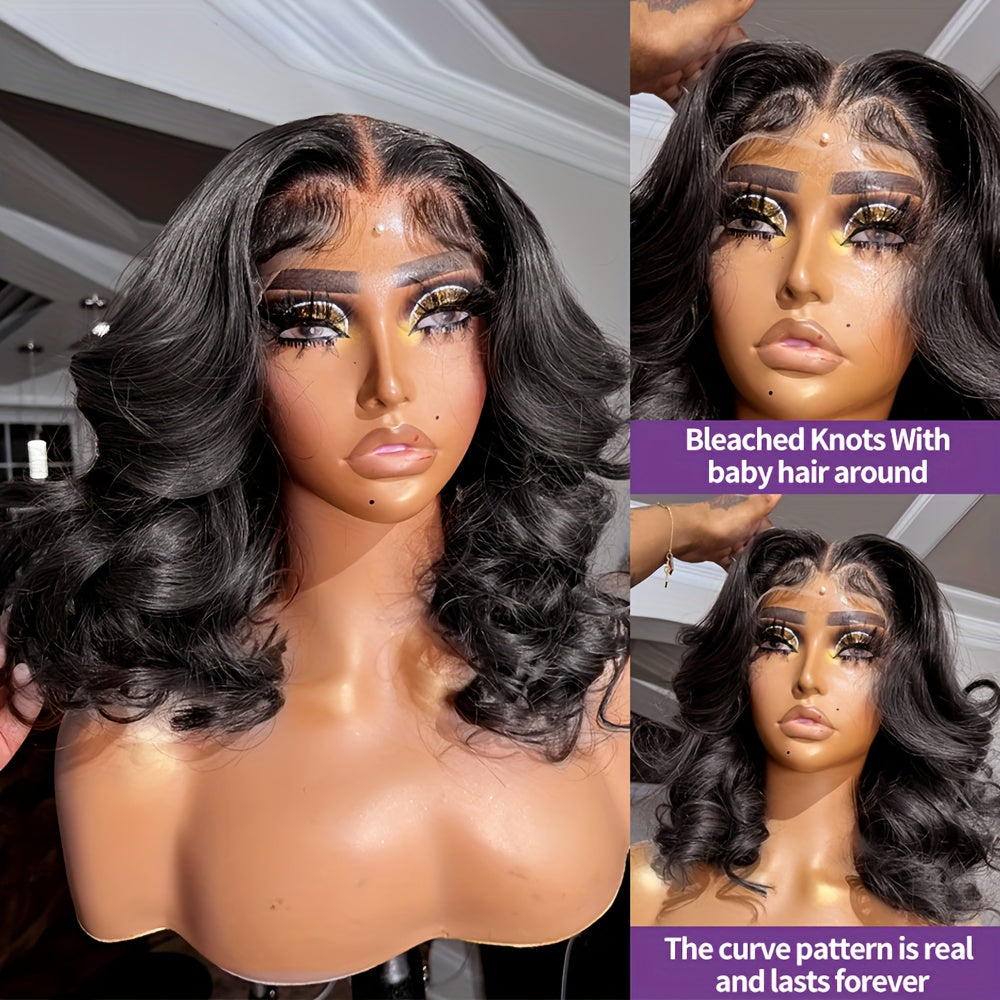 Short Bob Wig 13x4 HD Lace Frontal Wig Human Hair Brazilian Remy Transparent Lace Front Wig For Women Loose Body Wave Pre Plucked Closure Wigs 180% Density 10 12 14 16 Inch - Lena & Miles Exquisite Boutique LLC.