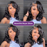 Short Bob Wig 13x4 HD Lace Frontal Wig Human Hair Brazilian Remy Transparent Lace Front Wig For Women Loose Body Wave Pre Plucked Closure Wigs 180% Density 10 12 14 16 Inch - Lena & Miles Exquisite Boutique LLC.