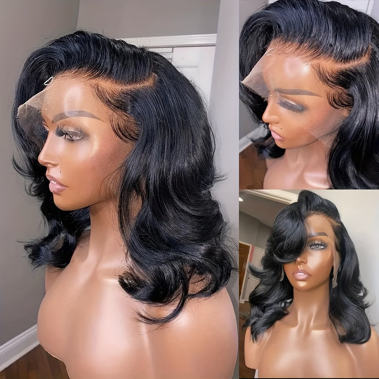 Short Bob Wig 13x4 HD Lace Frontal Wig Human Hair Brazilian Remy Transparent Lace Front Wig For Women Loose Body Wave Pre Plucked Closure Wigs 180% Density 10 12 14 16 Inch - Lena & Miles Exquisite Boutique LLC.
