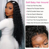 Brazilian Deep Wave Lace Front Wig HD Transparent 13x4 Lace Frontal Human Hair Wigs For Women Pre Plucked 100% Human Hair Deep Curly Wigs Natural Black Color 180% - Lena & Miles Exquisite Boutique LLC.