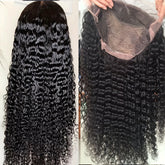 Brazilian Deep Wave Lace Front Wig HD Transparent 13x4 Lace Frontal Human Hair Wigs For Women Pre Plucked 100% Human Hair Deep Curly Wigs Natural Black Color 180% - Lena & Miles Exquisite Boutique LLC.