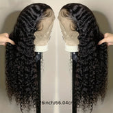Brazilian Deep Wave Lace Front Wig HD Transparent 13x4 Lace Frontal Human Hair Wigs For Women Pre Plucked 100% Human Hair Deep Curly Wigs Natural Black Color 180% - Lena & Miles Exquisite Boutique LLC.