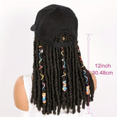 Hat Wigs 12 Inch Dreadlock Wigs With Black Baseball Cap Synthetic Fiber Dreads Hair Extensions With Hat Attatched For Women - Lena & Miles Exquisite Boutique LLC.