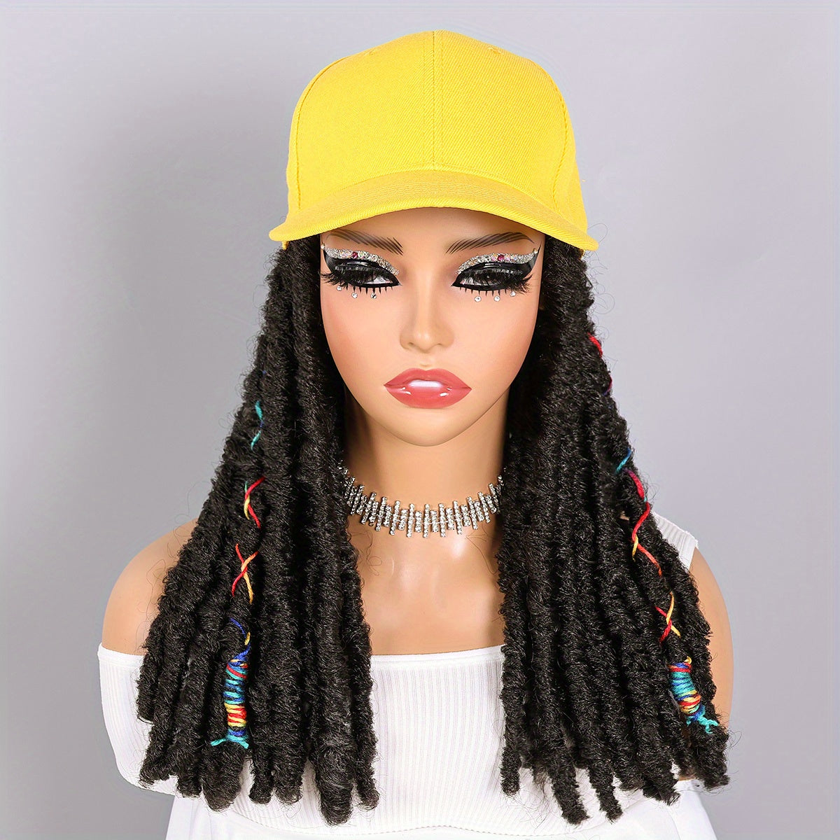 Hat Wigs 12 Inch Dreadlock Wigs With Black Baseball Cap Synthetic Fiber Dreads Hair Extensions With Hat Attatched For Women - Lena & Miles Exquisite Boutique LLC.