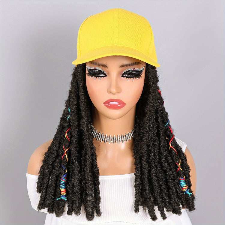 Hat Wigs 12 Inch Dreadlock Wigs With Black Baseball Cap Synthetic Fiber Dreads Hair Extensions With Hat Attatched For Women - Lena & Miles Exquisite Boutique LLC.