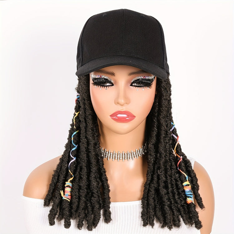 Hat Wigs 12 Inch Dreadlock Wigs With Black Baseball Cap Synthetic Fiber Dreads Hair Extensions With Hat Attatched For Women - Lena & Miles Exquisite Boutique LLC.