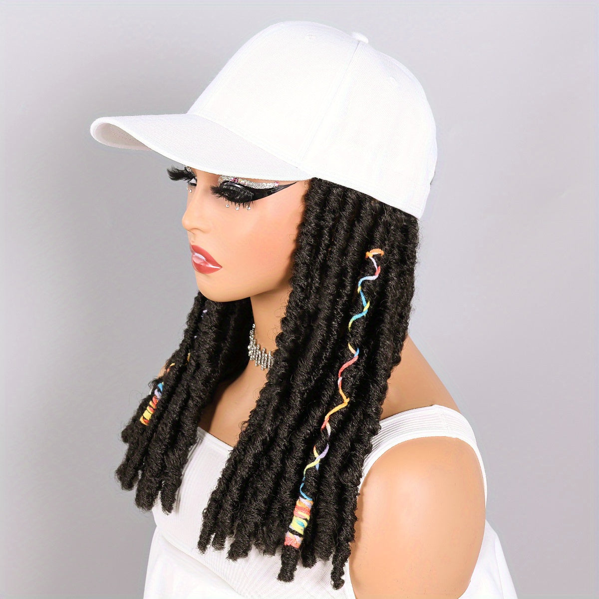 Hat Wigs 12 Inch Dreadlock Wigs With Black Baseball Cap Synthetic Fiber Dreads Hair Extensions With Hat Attatched For Women - Lena & Miles Exquisite Boutique LLC.