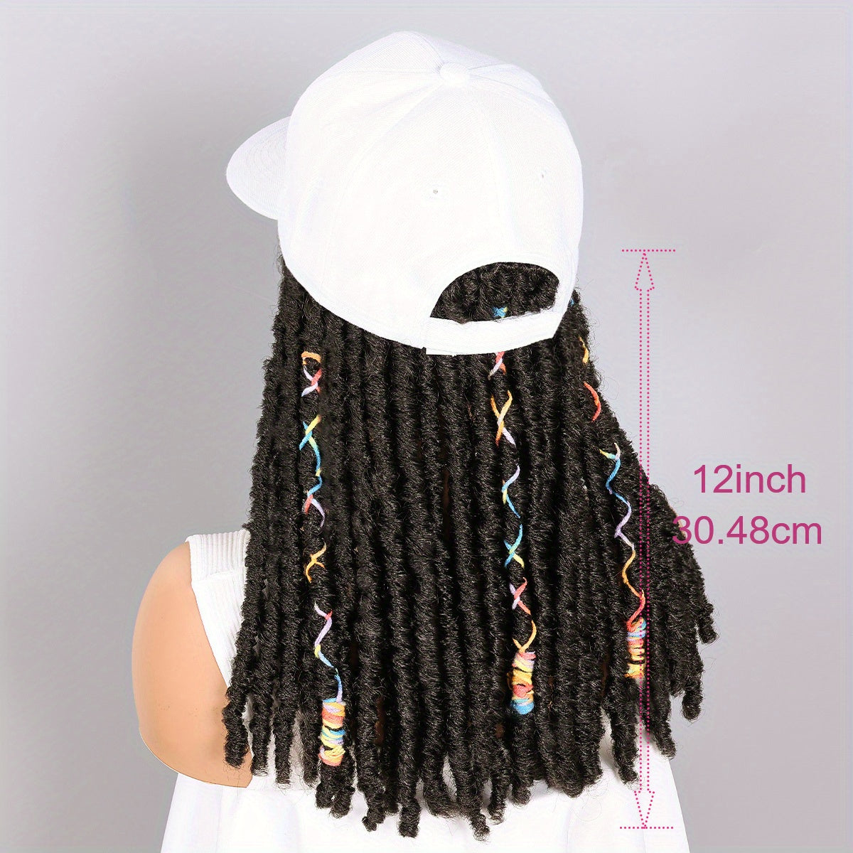 Hat Wigs 12 Inch Dreadlock Wigs With Black Baseball Cap Synthetic Fiber Dreads Hair Extensions With Hat Attatched For Women - Lena & Miles Exquisite Boutique LLC.