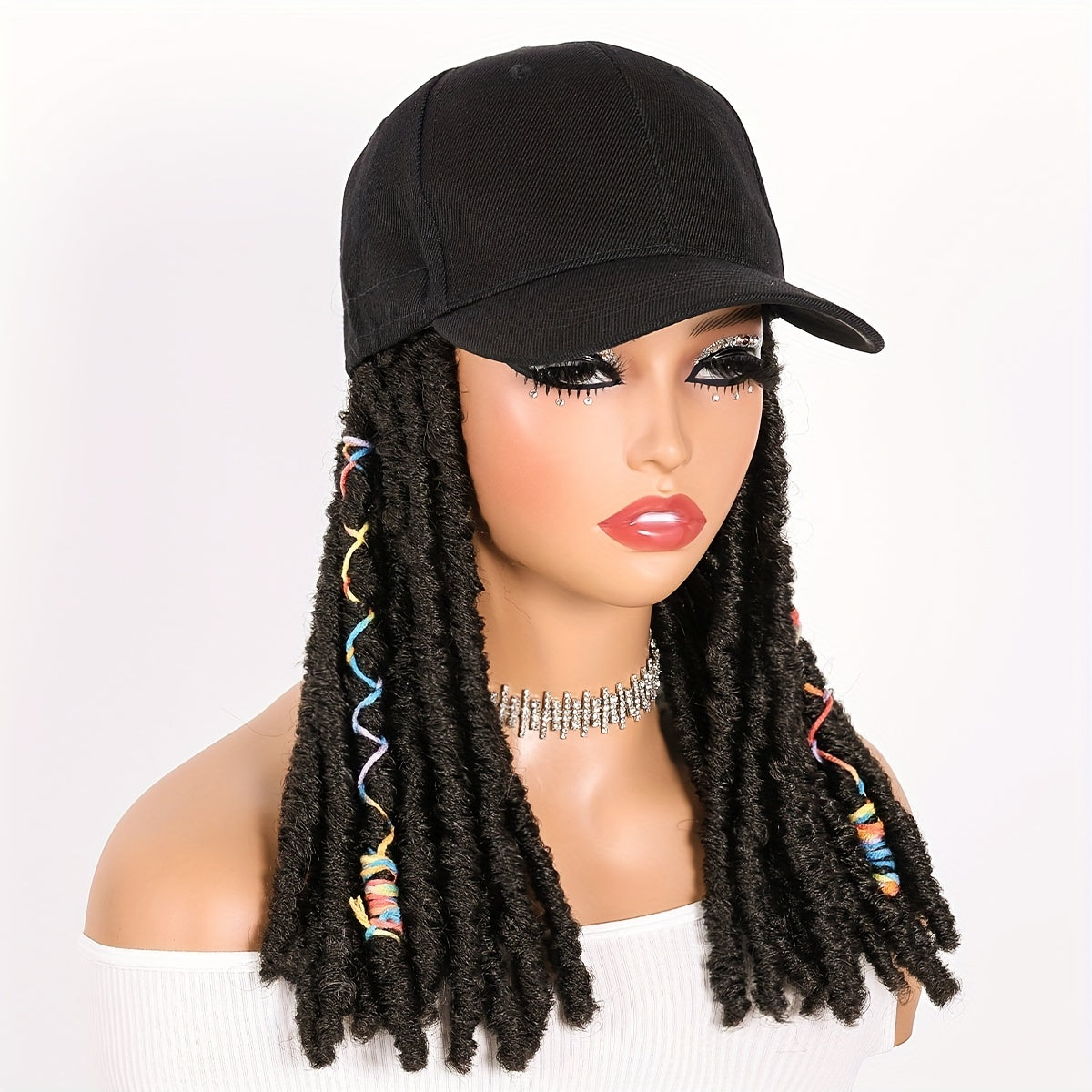 Hat Wigs 12 Inch Dreadlock Wigs With Black Baseball Cap Synthetic Fiber Dreads Hair Extensions With Hat Attatched For Women - Lena & Miles Exquisite Boutique LLC.