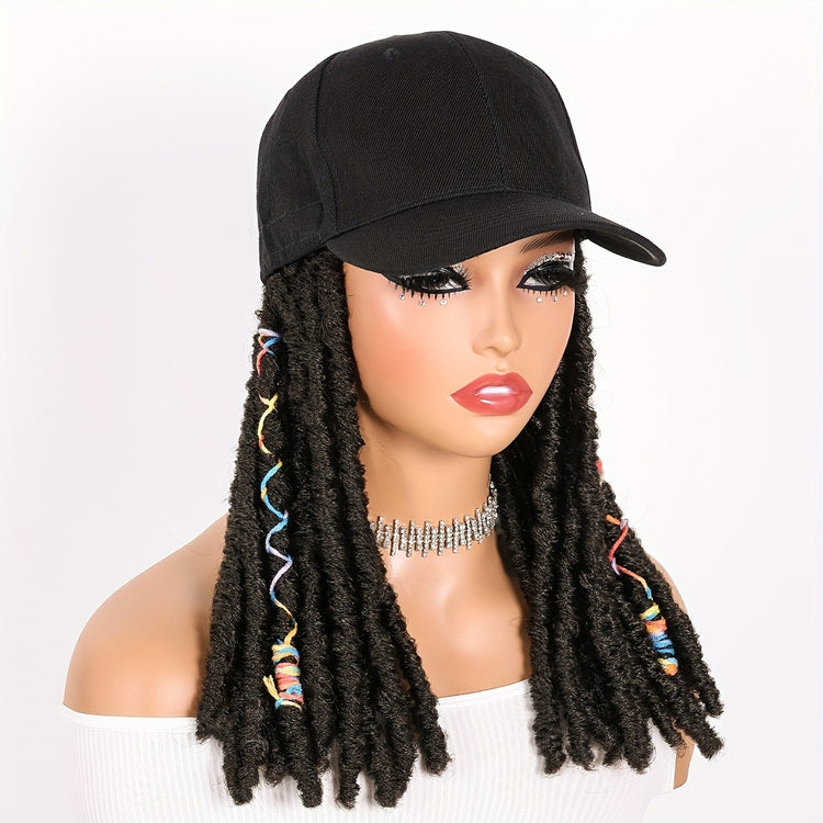 Hat Wigs 12 Inch Dreadlock Wigs With Black Baseball Cap Synthetic Fiber Dreads Hair Extensions With Hat Attatched For Women - Lena & Miles Exquisite Boutique LLC.