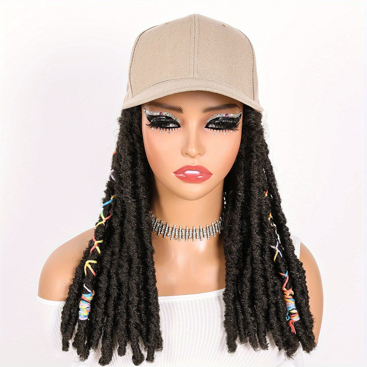 Hat Wigs 12 Inch Dreadlock Wigs With Black Baseball Cap Synthetic Fiber Dreads Hair Extensions With Hat Attatched For Women - Lena & Miles Exquisite Boutique LLC.