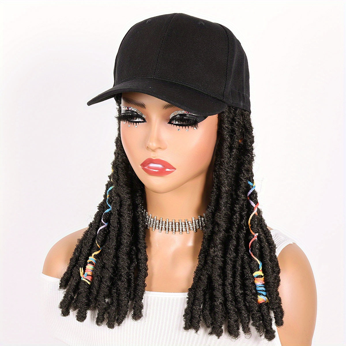 Hat Wigs 12 Inch Dreadlock Wigs With Black Baseball Cap Synthetic Fiber Dreads Hair Extensions With Hat Attatched For Women - Lena & Miles Exquisite Boutique LLC.