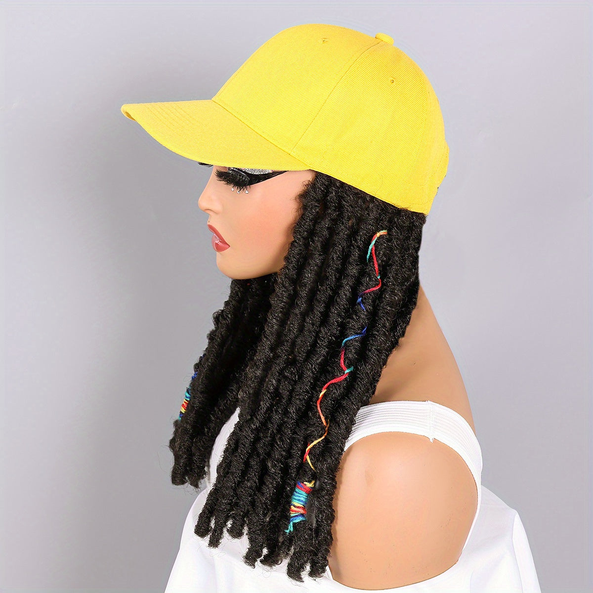 Hat Wigs 12 Inch Dreadlock Wigs With Black Baseball Cap Synthetic Fiber Dreads Hair Extensions With Hat Attatched For Women - Lena & Miles Exquisite Boutique LLC.